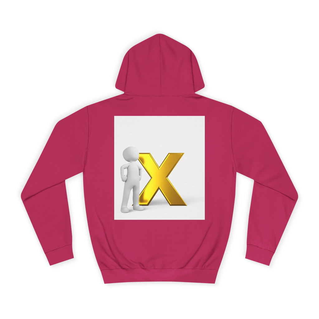 3D Figure Leaning on Gold X Hoodie | Letter X Initial Pullover