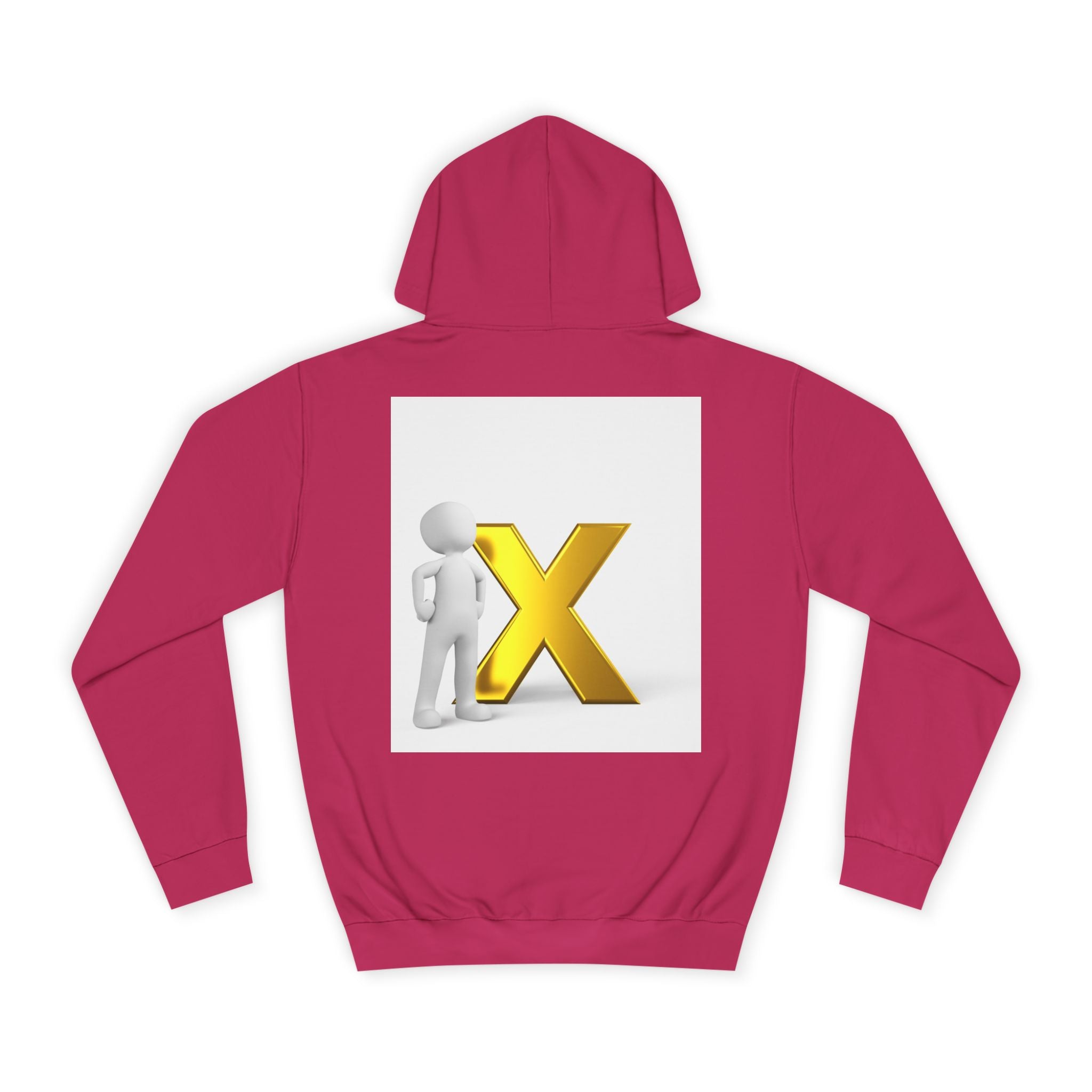 3D Figure Leaning on Gold X Hoodie | Letter X Initial Pullover
