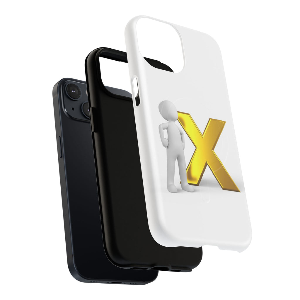 Gold X with 3D Figure iPhone Case | Tough Magnetic Case