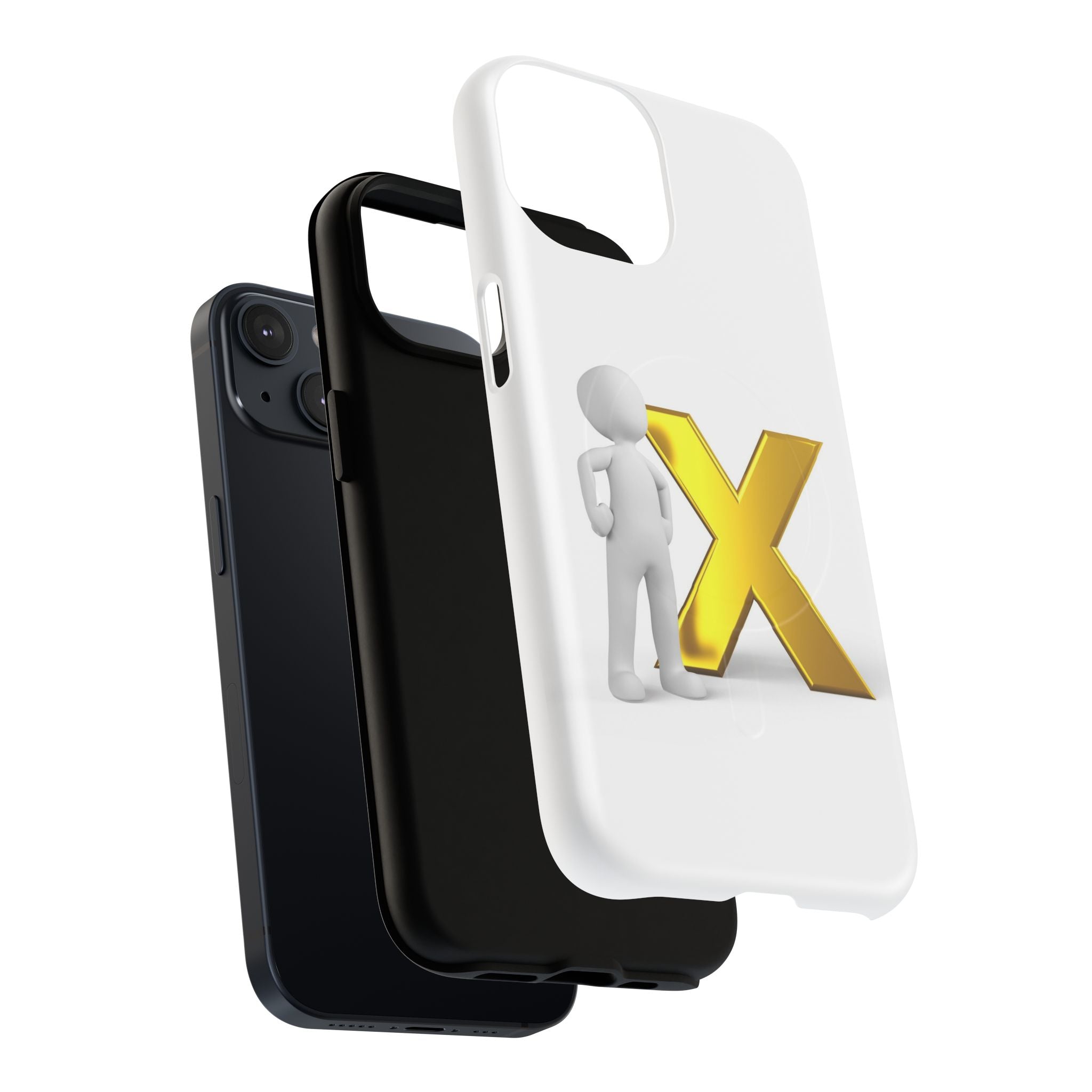 Gold X with 3D Figure iPhone Case | Tough Magnetic Case
