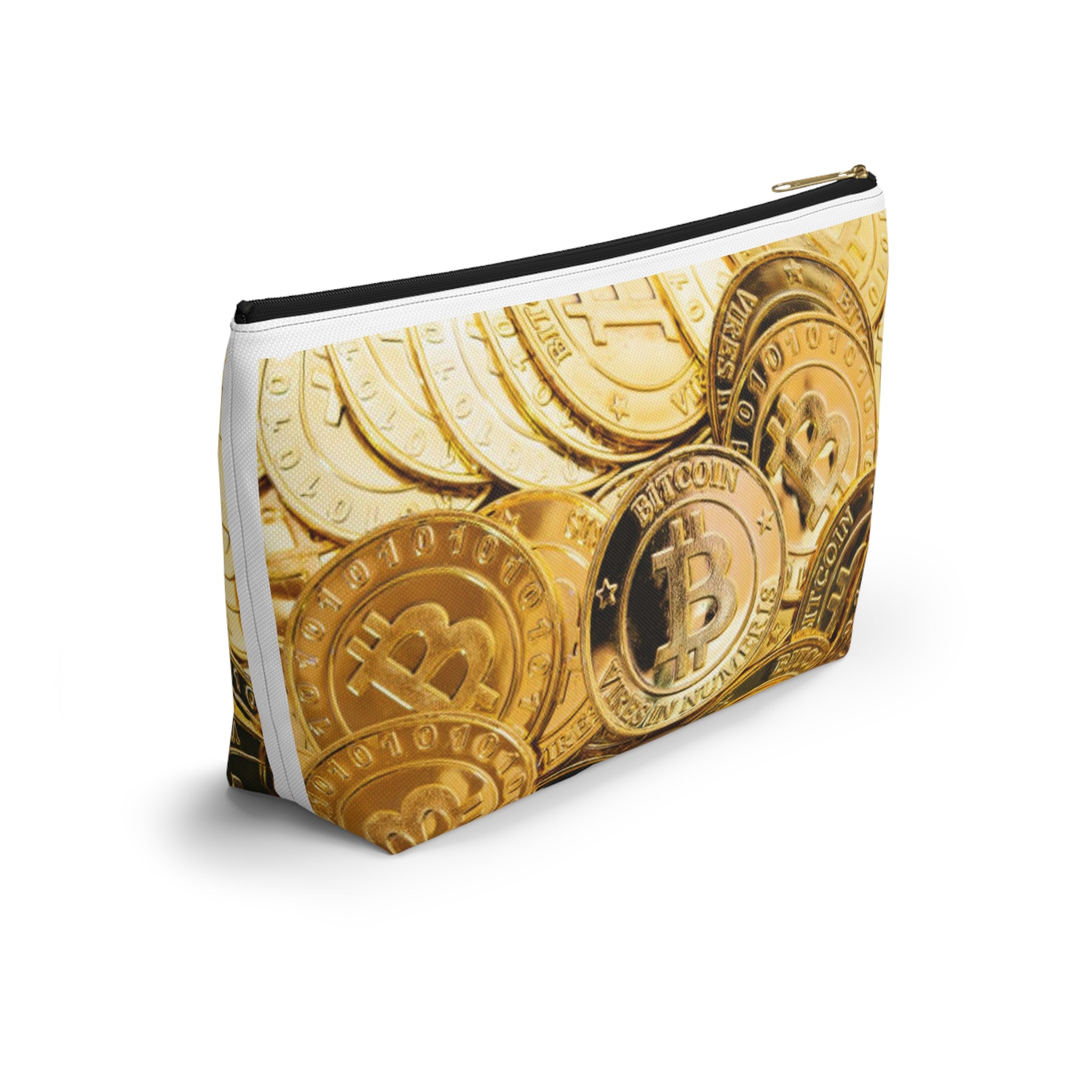Bitcoin Coin Print Accessory Pouch | T Bottom Cosmetic Bag
