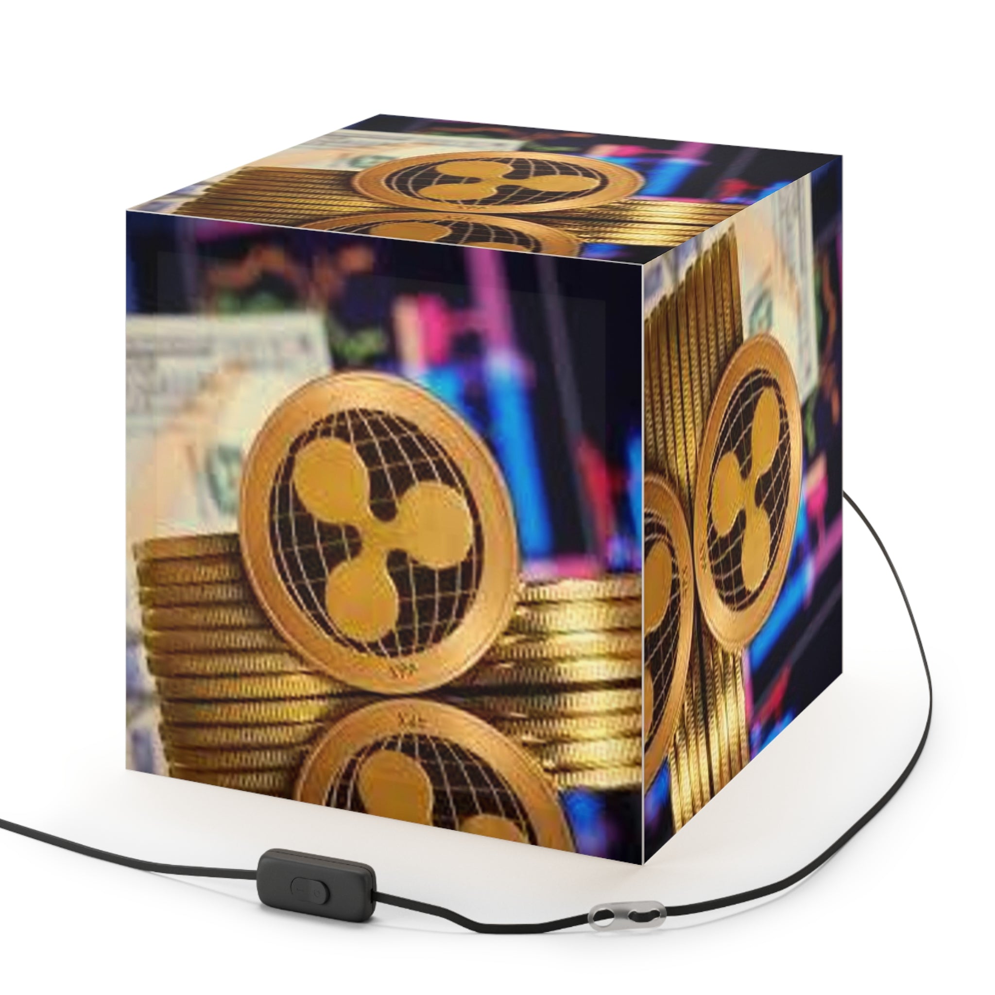 Ripple Cryptocurrency Coin Light Cube Lamp | Crypto Decor, Trading Chart Accent