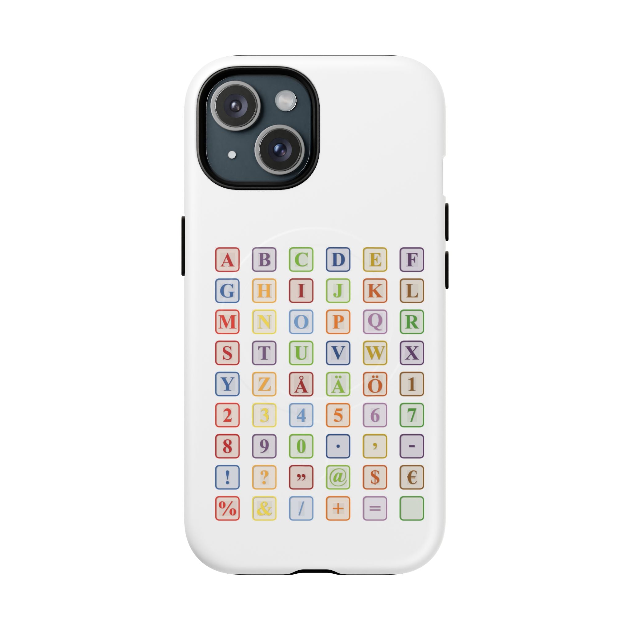 Coque de téléphone Alphabet Blocks | Coque magnétique résistante, grille de lettres colorées