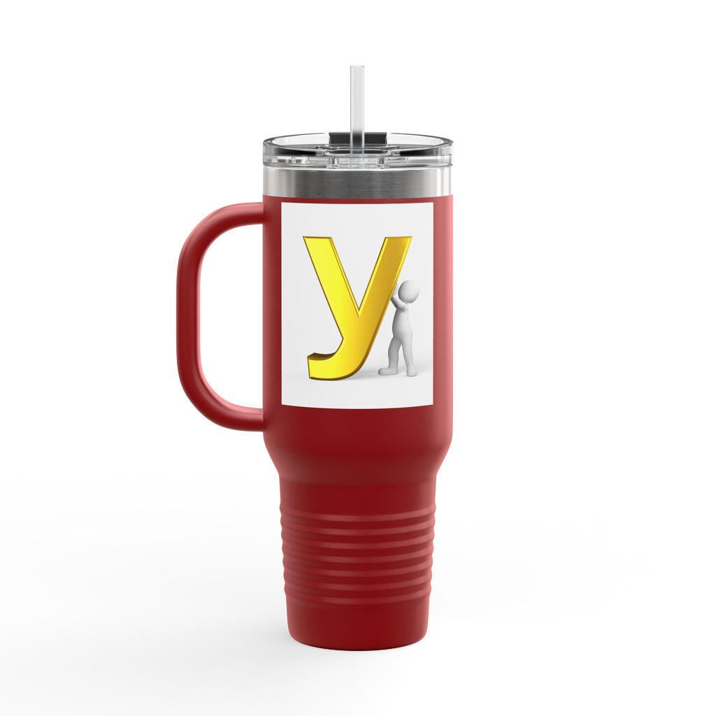 Yellow Letter Y Monogram Travel Mug | 40oz Insulated Tumbler