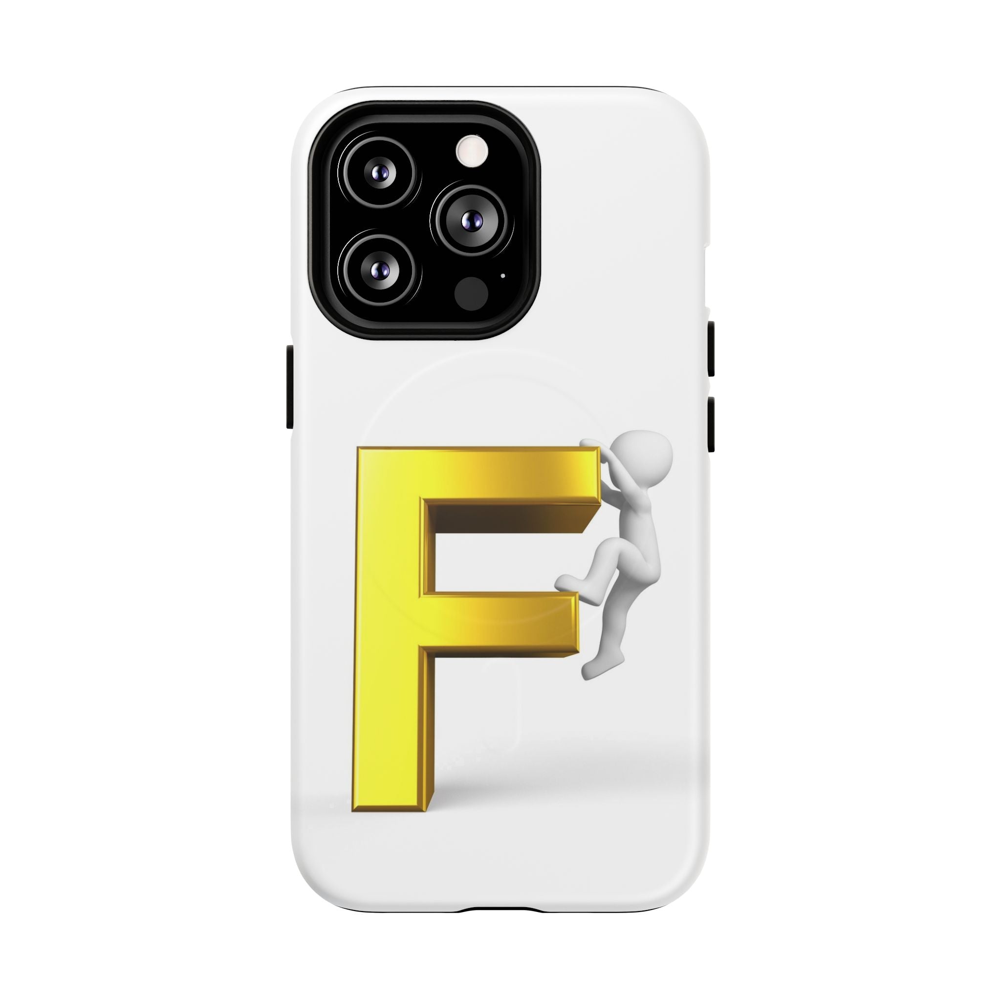 3D Gold Letter F Climber Phone Case | Magnetic Tough Case
