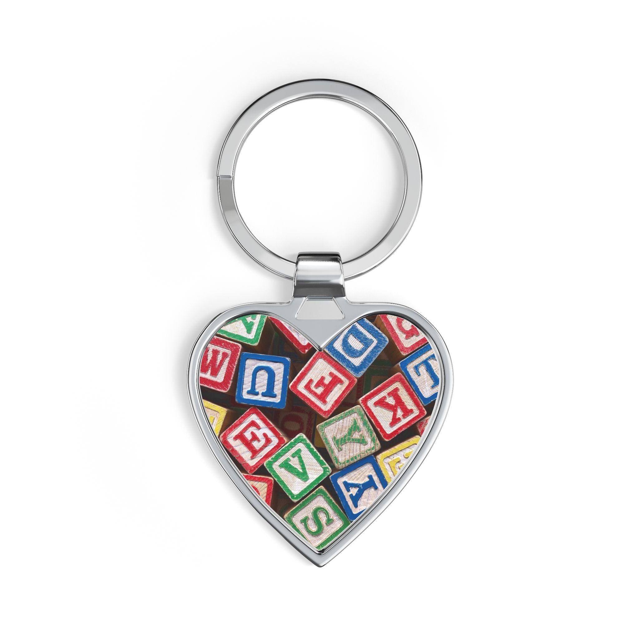 Alphabet Blocks Heart Keychain | Kids Letter Blocks Heart Keyring