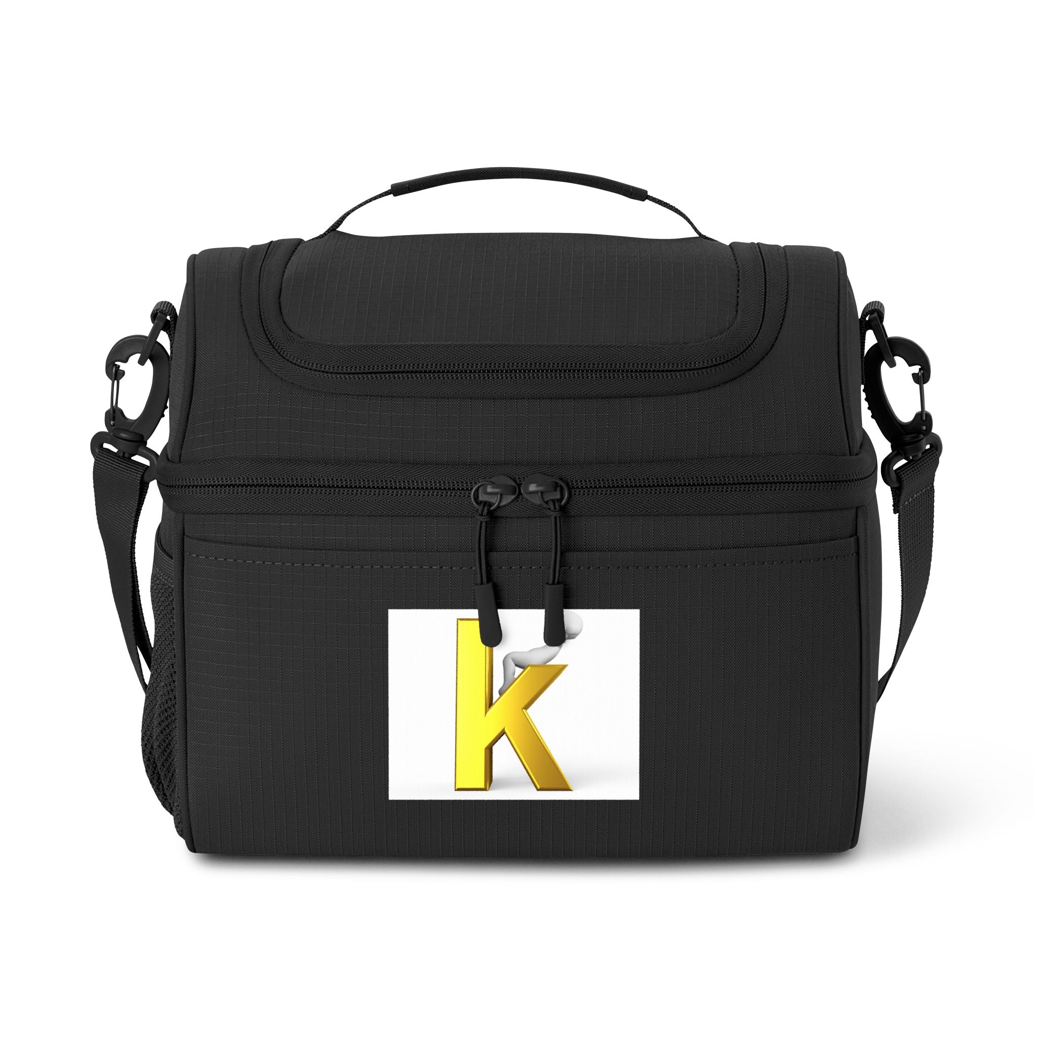 Yellow Letter K Cooler Bag | Monogram Initial Lunch Tote