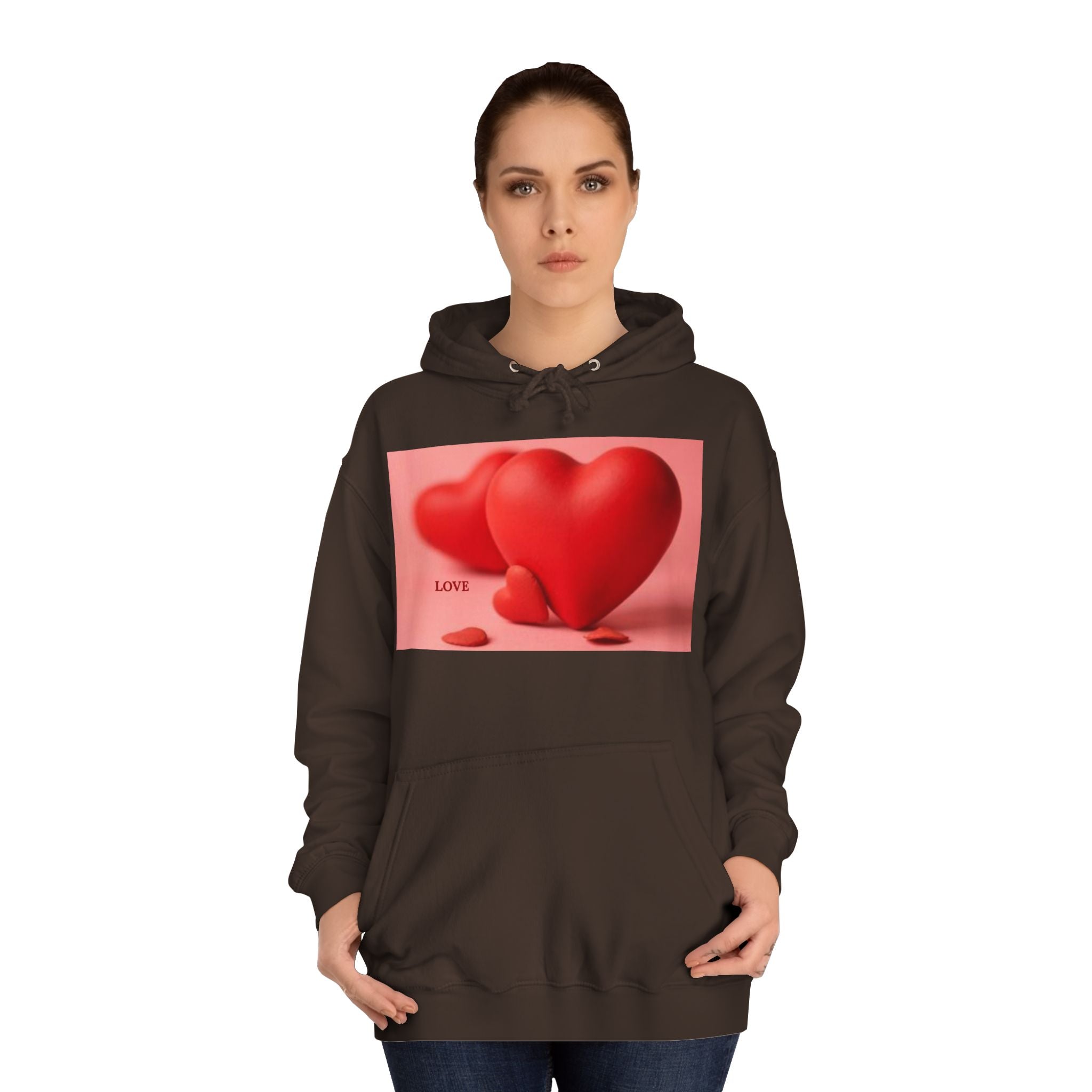 Cute 3D Heart Illustration Hoodie | Love Graphic Pullover