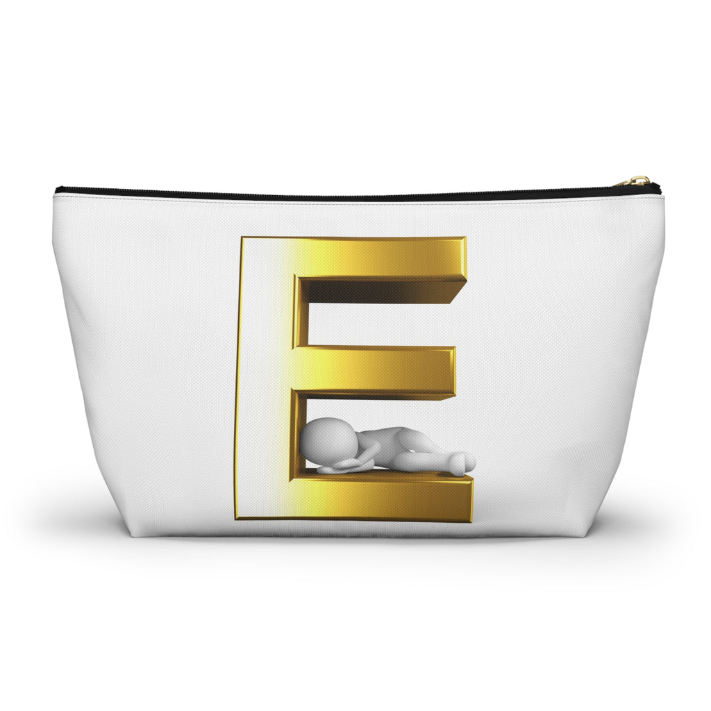 Golden Letter E with Sleeping Baby Accessory Pouch