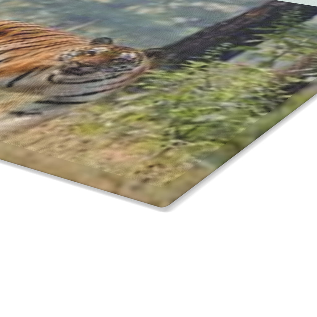 Bengal Tiger Photography Glass Cutting Board | Wildlife Kitchen Décor