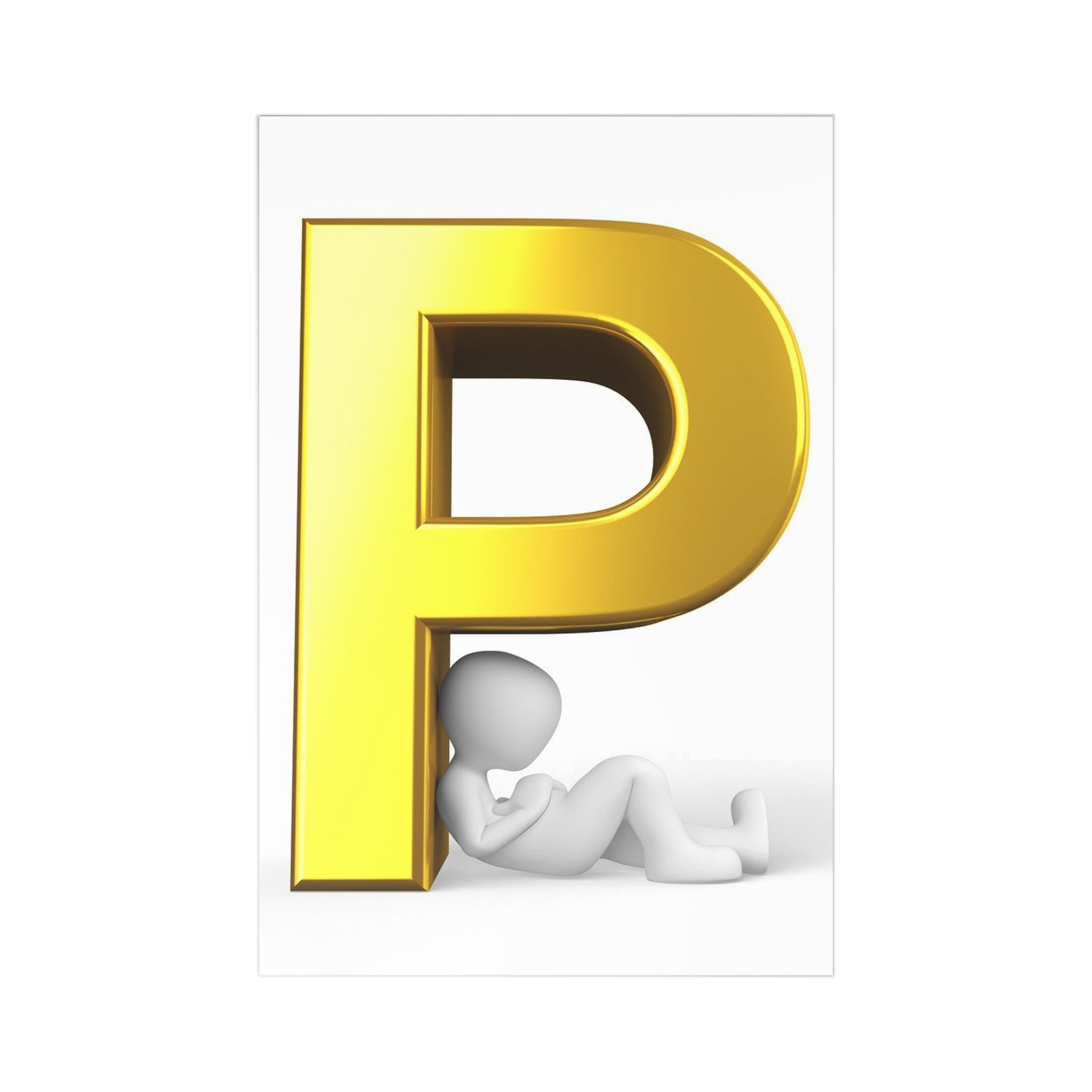Gold Letter P Postcards | Alphabet Initial Postcard Set (7 pcs)