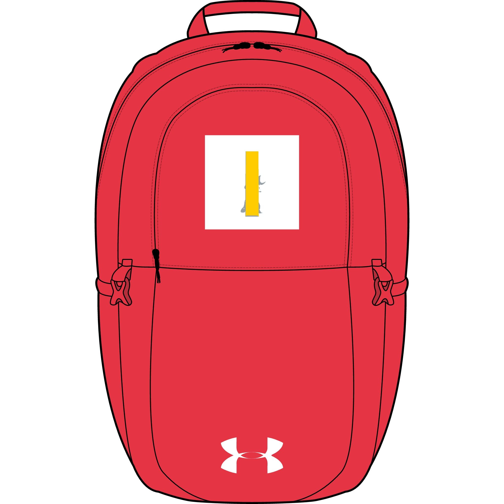 Gelber Buchstabe i Illustration Rucksack | Gestickter Aufnäher