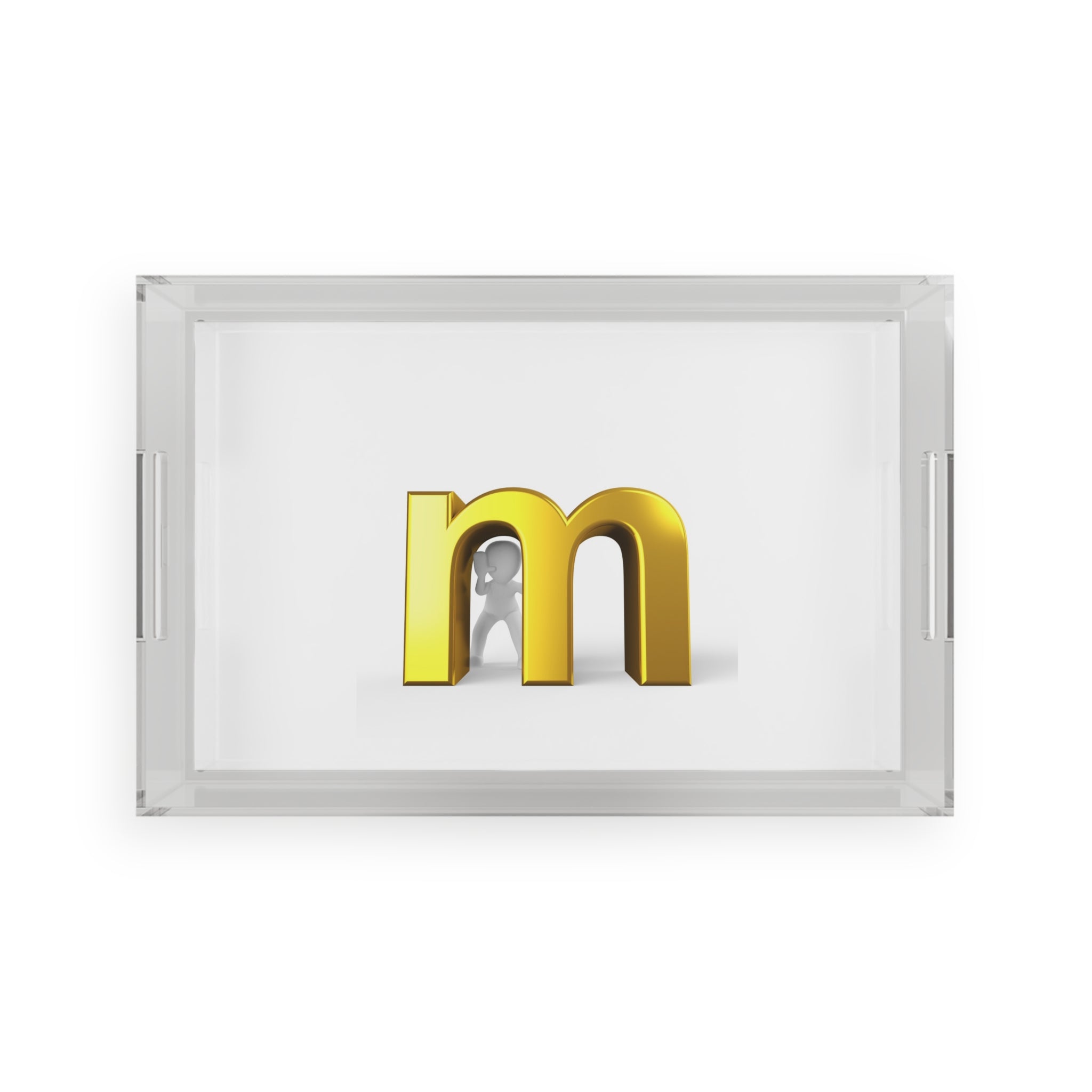 Gold 3D Letter M Acrylic Serving Tray | Monogram Initial Decor