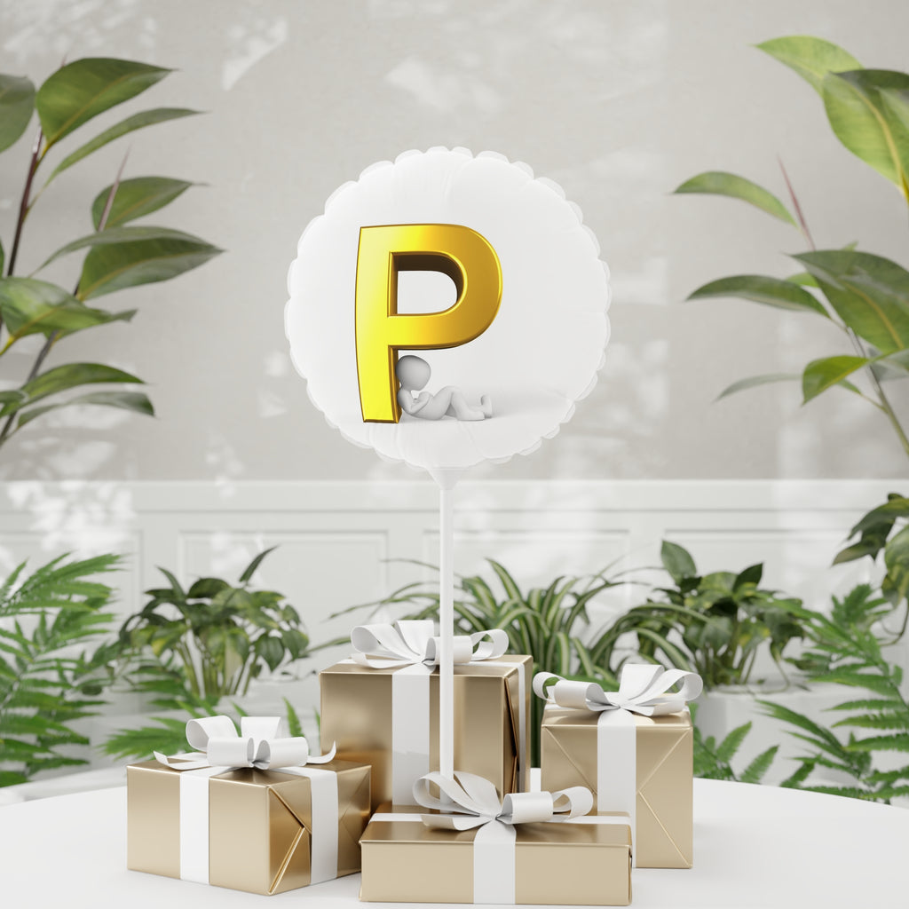Gold Letter P Balloon round foil balloon | 11 inch
