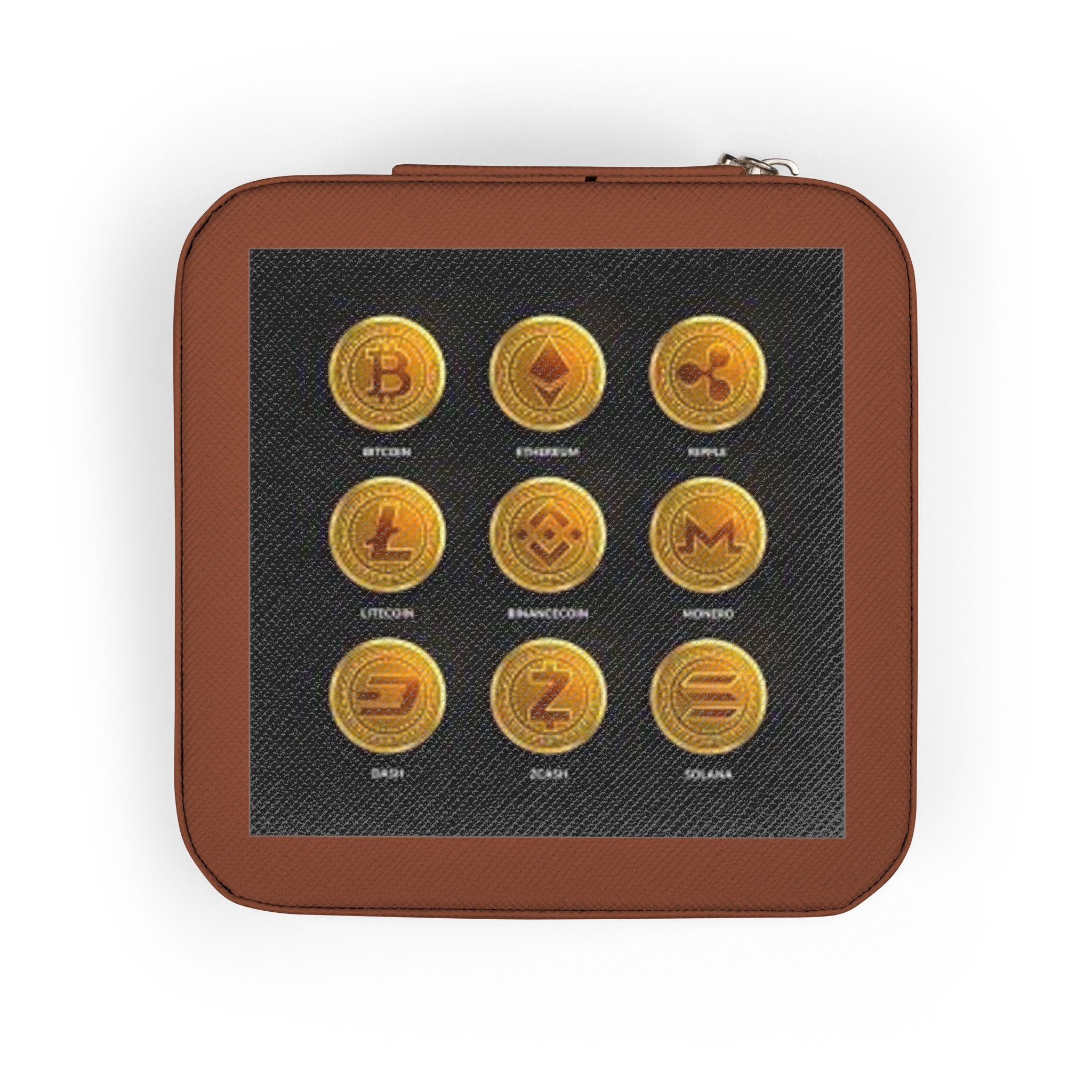 Crypto Currency Coins Jewelry Travel Case | Compact Organizer for Rings Earrings Necklaces