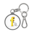Bending Figure with Gold Letter f Keyring Tag | Round Metal Keychain