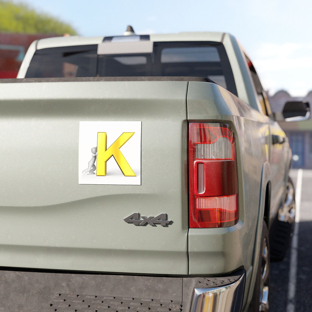 Gold Letter K car magnet | Alphabet monogram initial