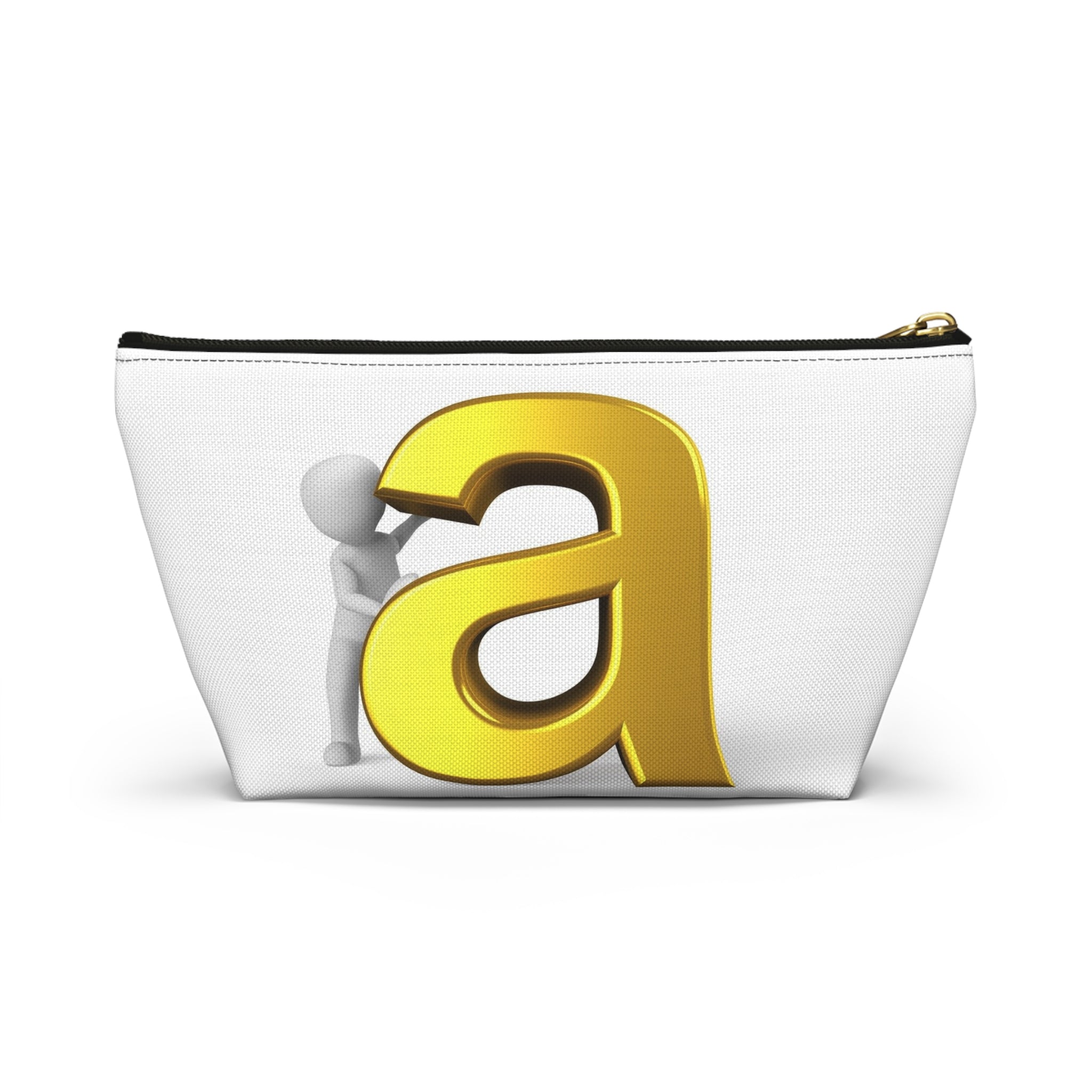 Gold Letter A Monogram Accessory Pouch | T-Bottom Makeup Bag