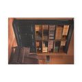 Cozy Library Bookshelf Glass Cutting Board | Kitchen Charcuterie Cheese Board