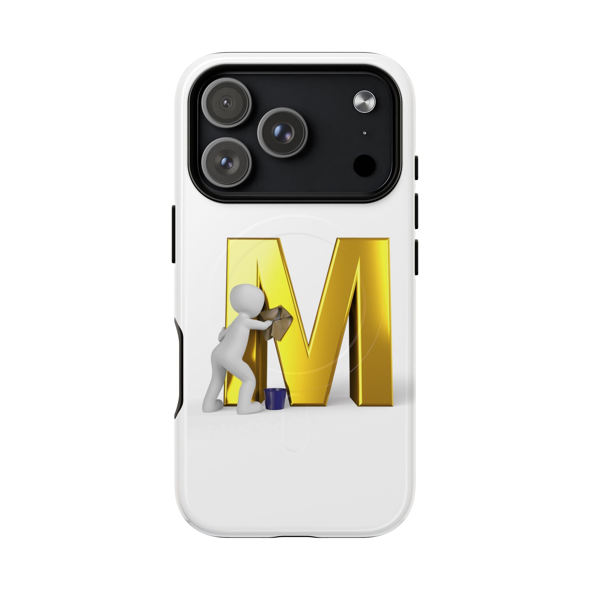 Coque de téléphone aimantée et robuste avec lettre M dorée | Coque magnétique résistante