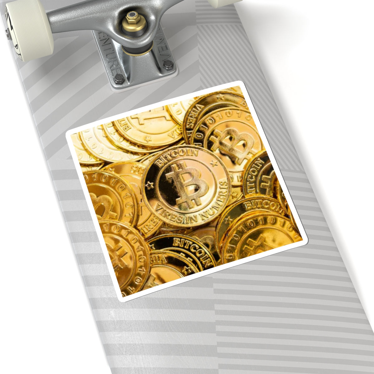Gold Bitcoin Coin Pattern Kiss-Cut Stickers | Cryptocurrency Laptop Decal