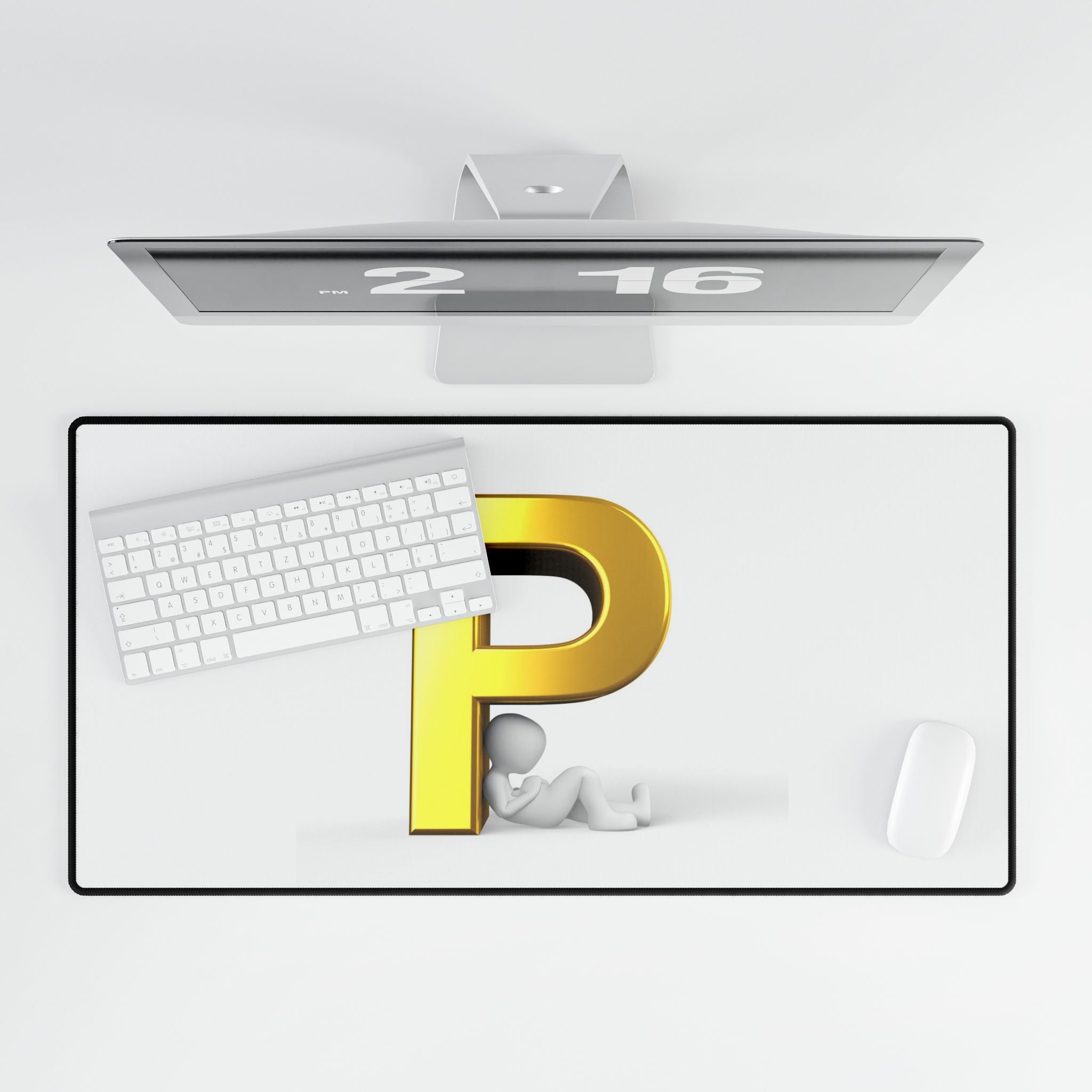 Gold Letter P Desk Mat | Large Mousepad Deskpad