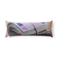 Stack of Euro Banknotes Body Pillow | Money Print, Cash Roll Decorative Pillow