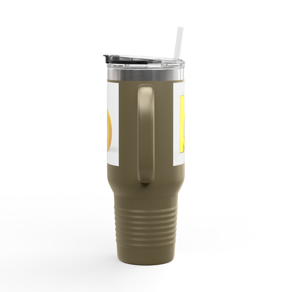 Gold 3D Letter B Travel Mug | 40oz Insulated Tumbler with Handle
