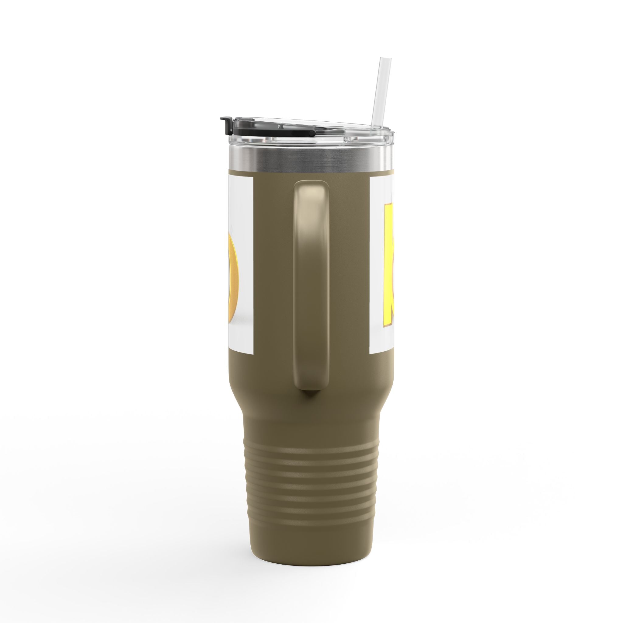 Gold 3D Letter B Travel Mug | 40oz Insulated Tumbler with Handle