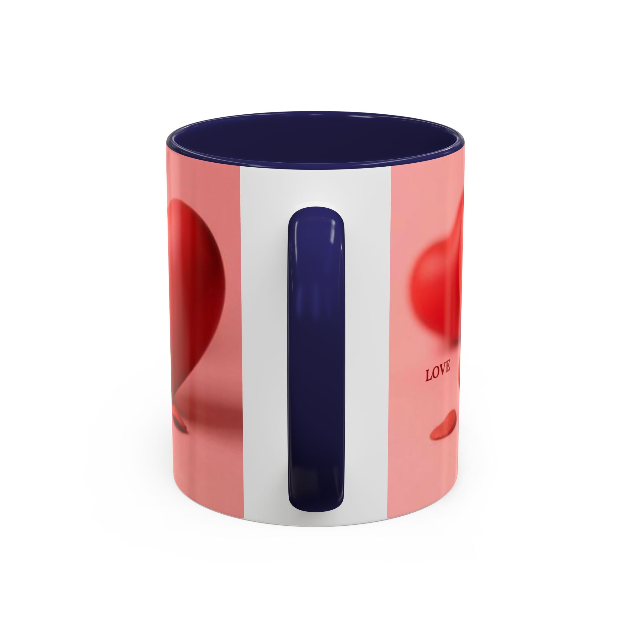 Red Heart Love Design Accent Coffee Mug | Valentine Heart Ceramic Mug