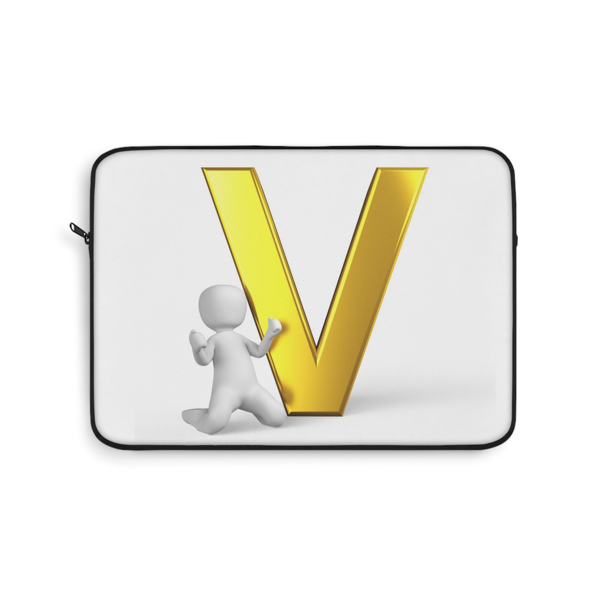 Gold Letter V Initial Laptop Sleeve | Monogram Alphabet Case