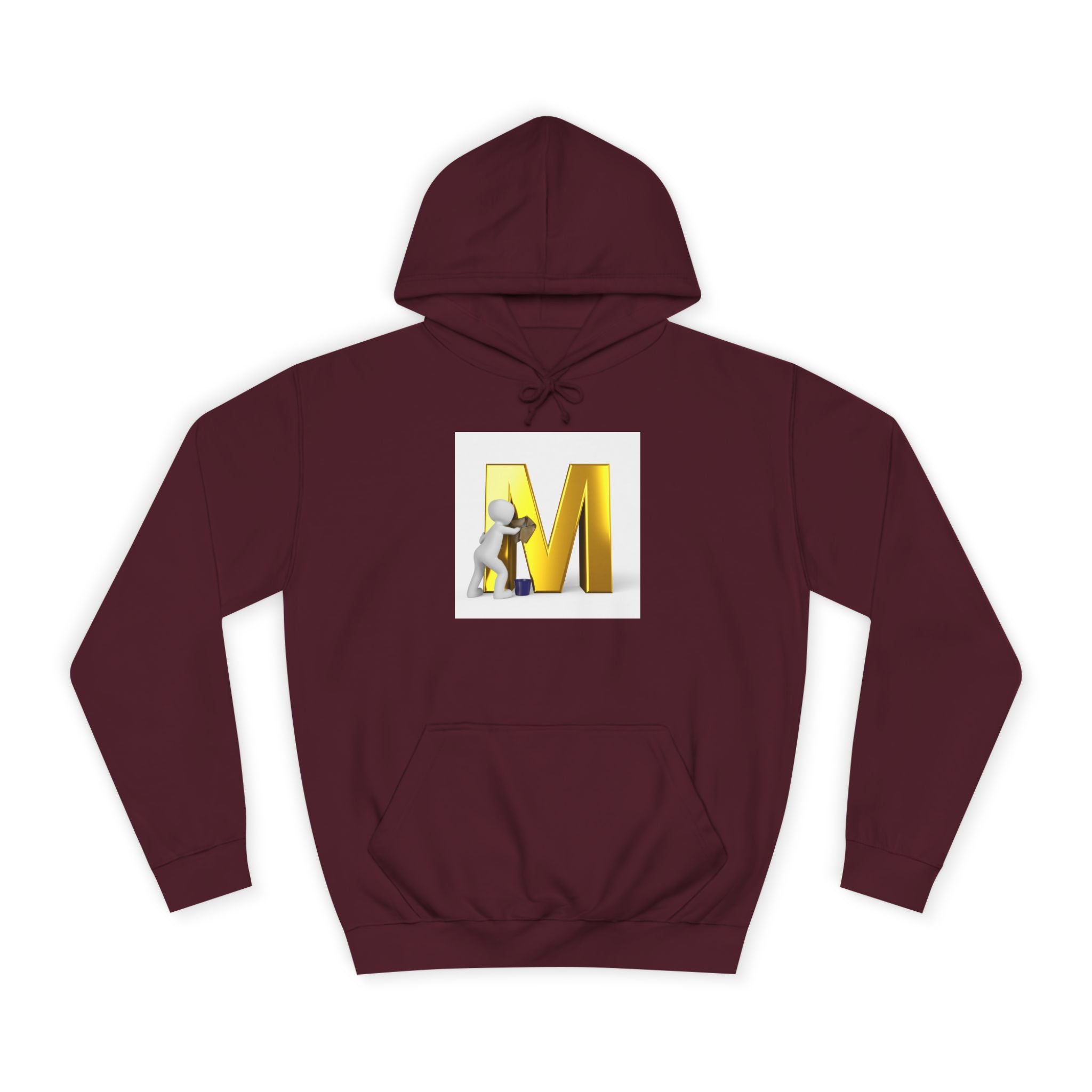 Gold Letter M with Figure Hoodie | Monogram Initial M Sweatshirt