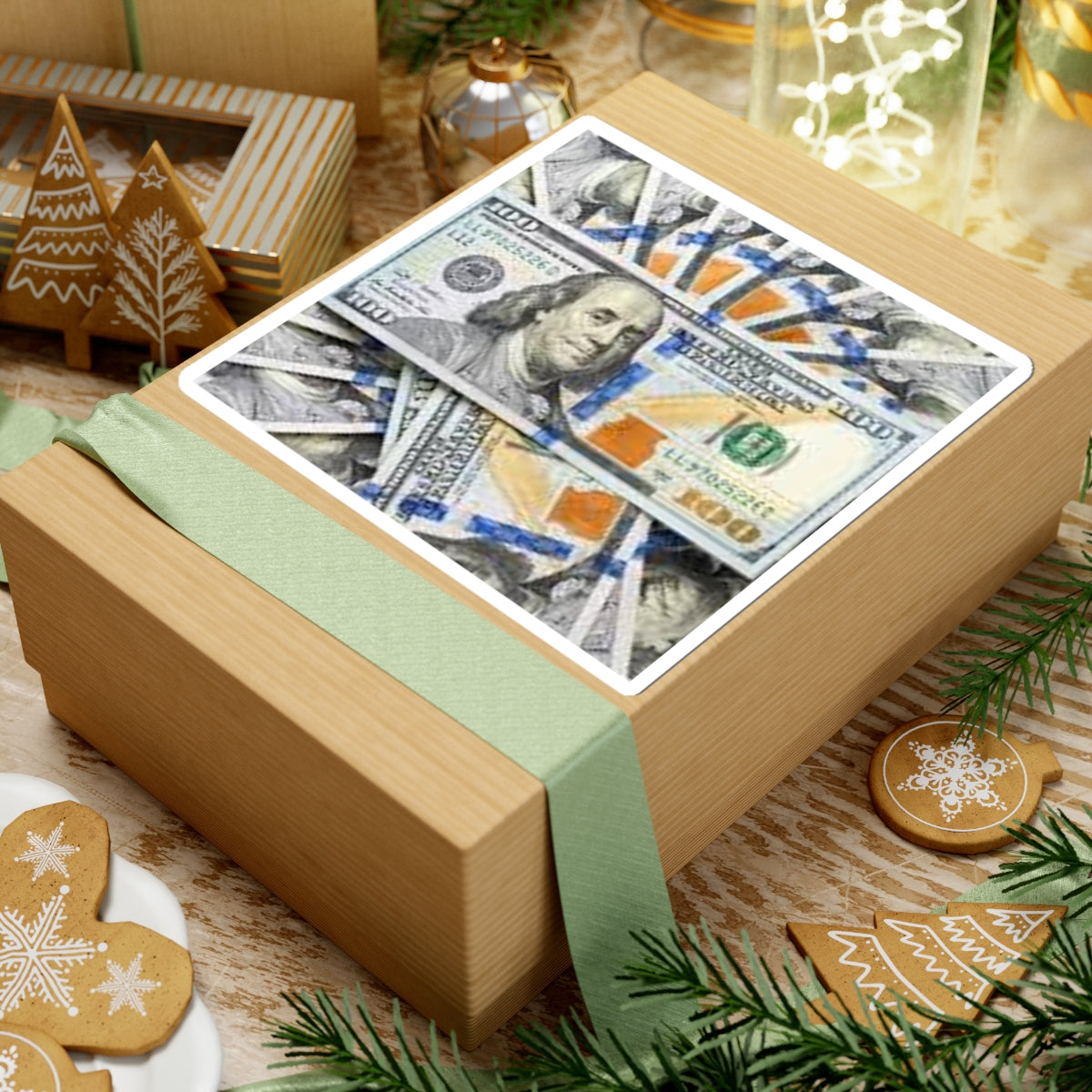 Stack of Hundred-Dollar Bill Sticker | Money Cash Graphic Kiss-Cut Sticker