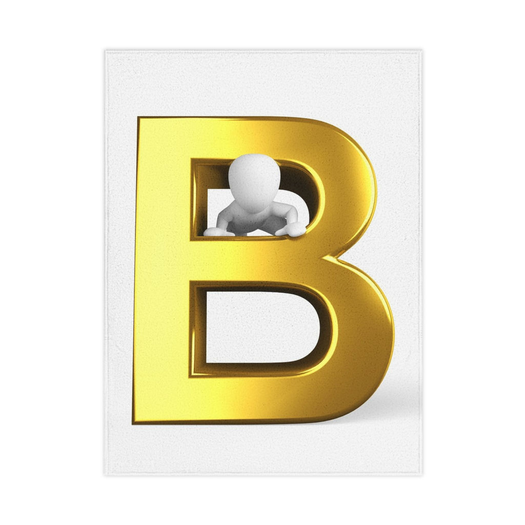 Gold Letter B with 3D Figure Toddler Blanket | Monogram Initial Nursery Decor