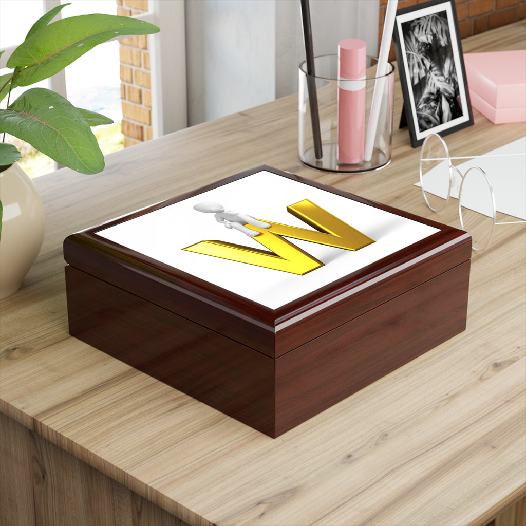3D Gold Letter W Jewelry Box | Initial W Keepsake Box