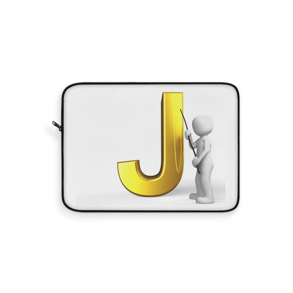 Gold Letter J with Figure Laptop Sleeve | Monogram Initial J