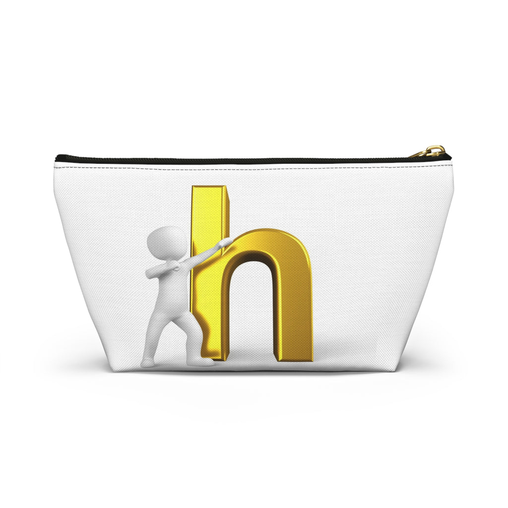 3D Person Pushing Gold Letter H Accessory Pouch