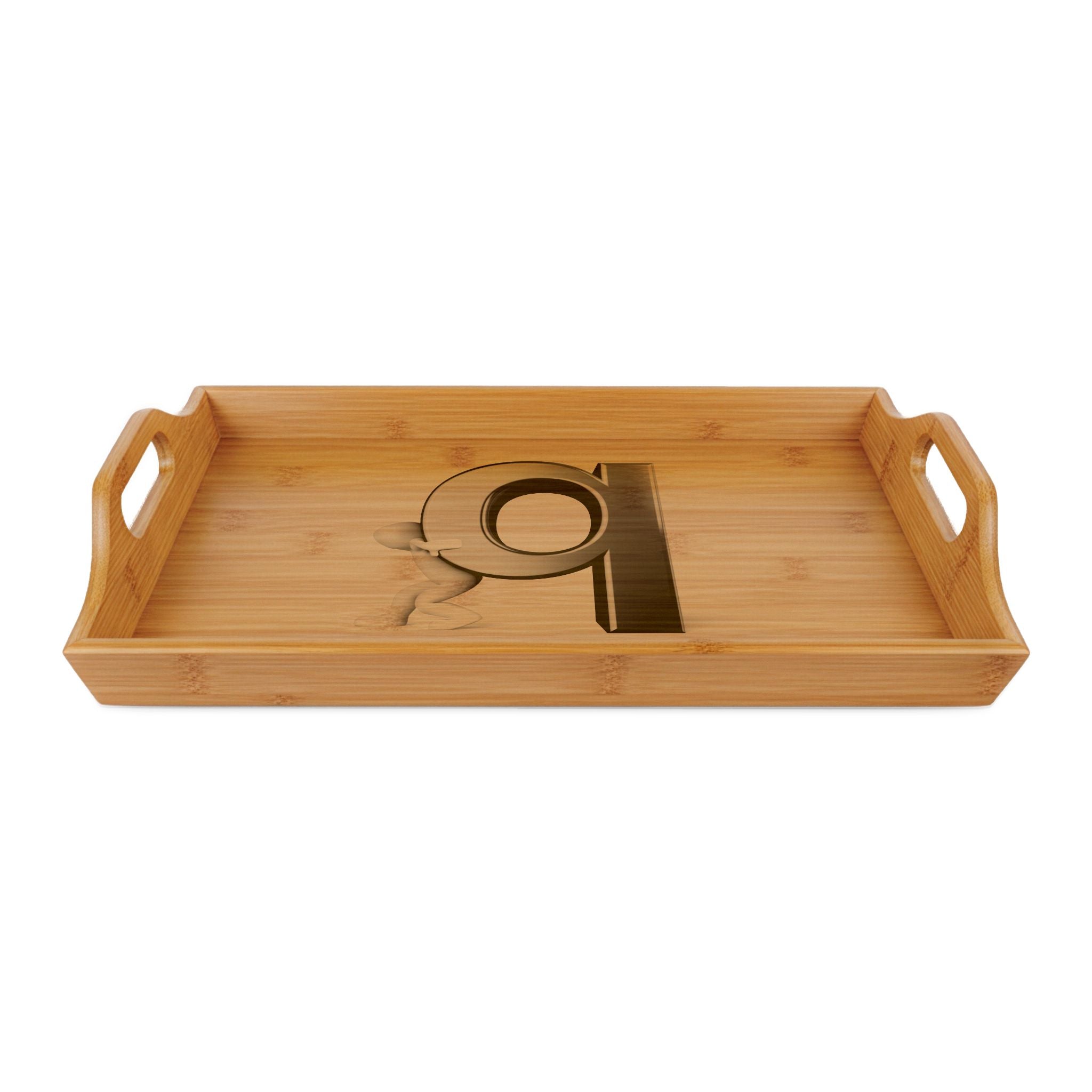 Engraved Letter q Monogram Serving Tray | Bamboo Letter A Tray