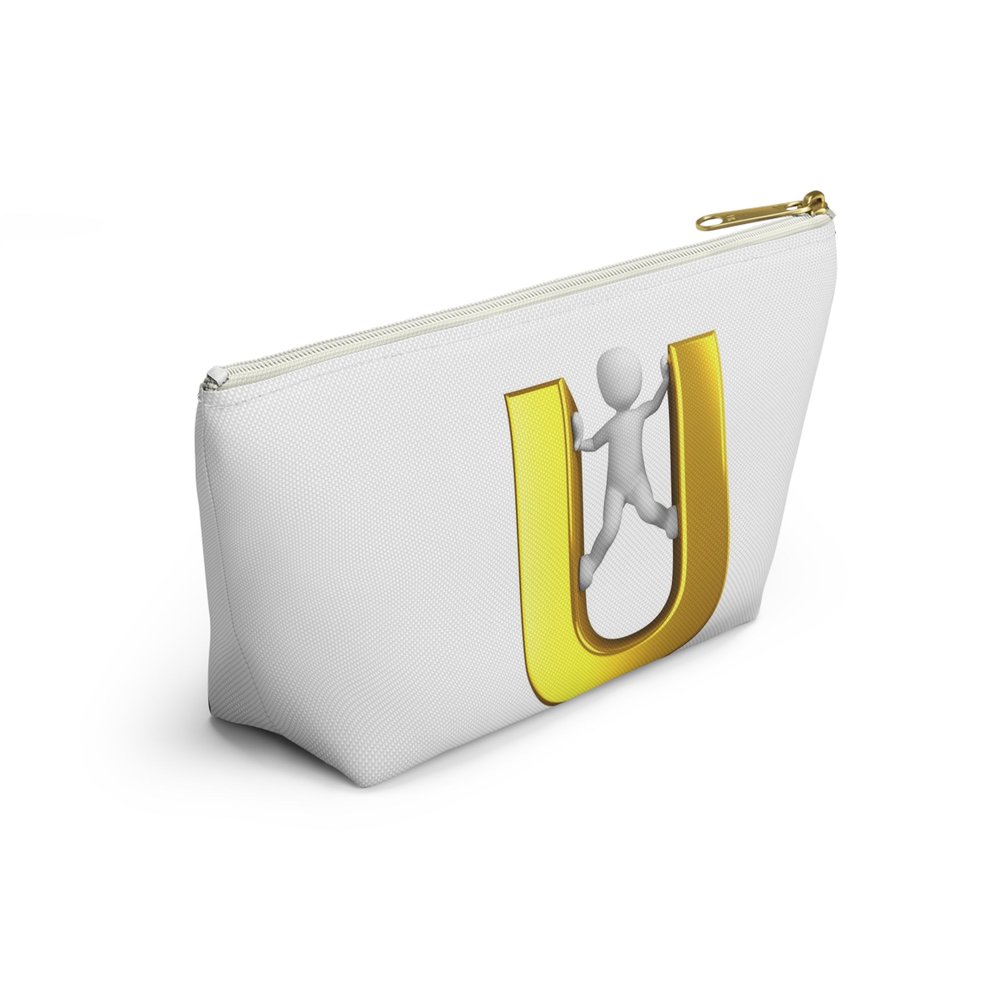 Gold Letter U with Climber Accessory Pouch | T-Bottom Zip Pouch