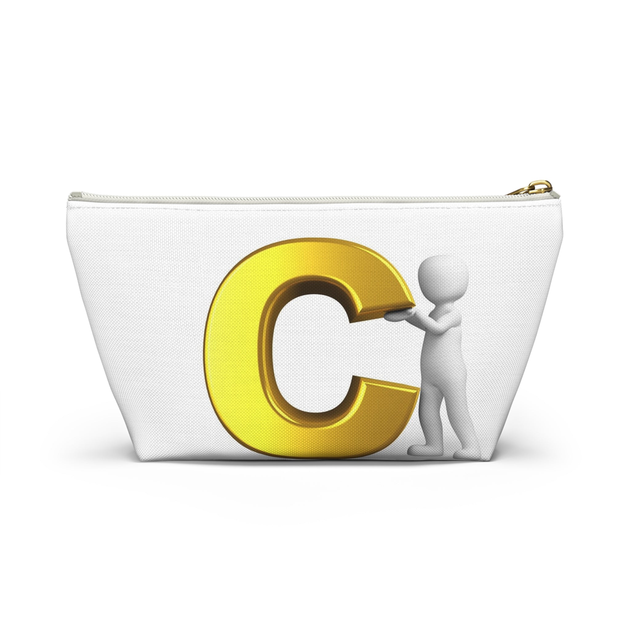 Gold Letter C with Figure Accessory Pouch