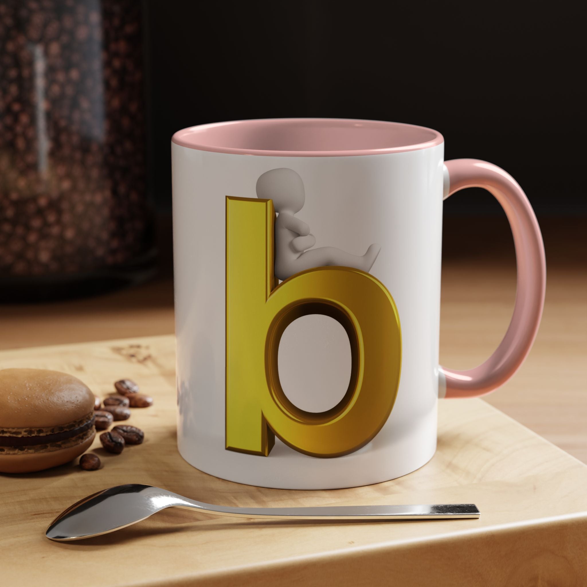 Tasse à café avec accent lettre B or | Tasse initiale monogramme lettre B