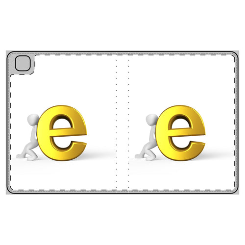 Étui portefeuille avec illustration de lettre E dorée en 3D | Monogramme alphabet