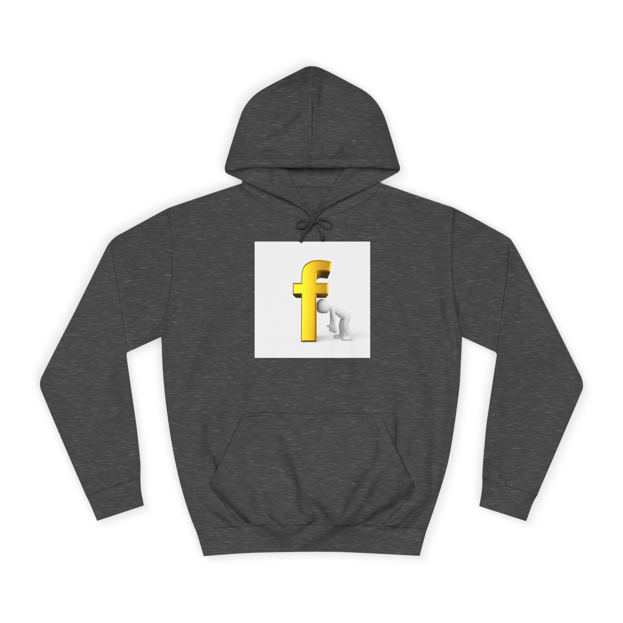 Yellow 3D Letter F Kneeling Figure Hoodie | Typography Graphic