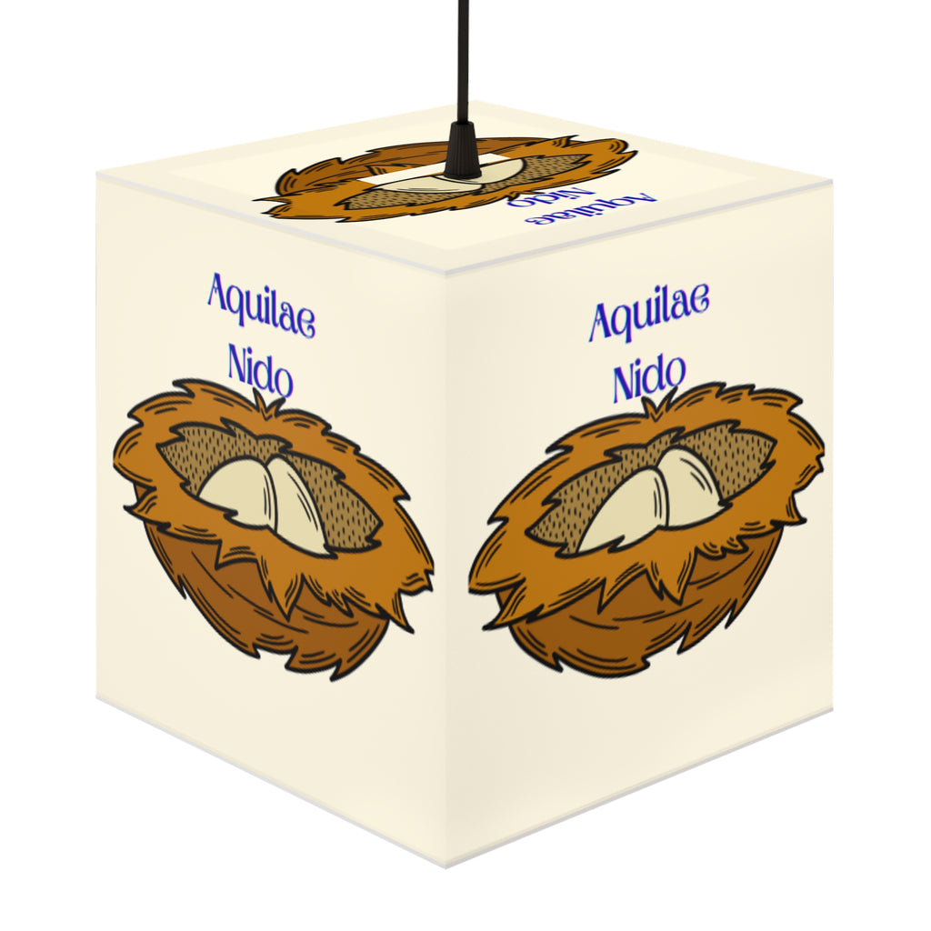 Nest with Eagle Eggs Light Cube Lamp | Nesting Bird Illustration, Latin Text