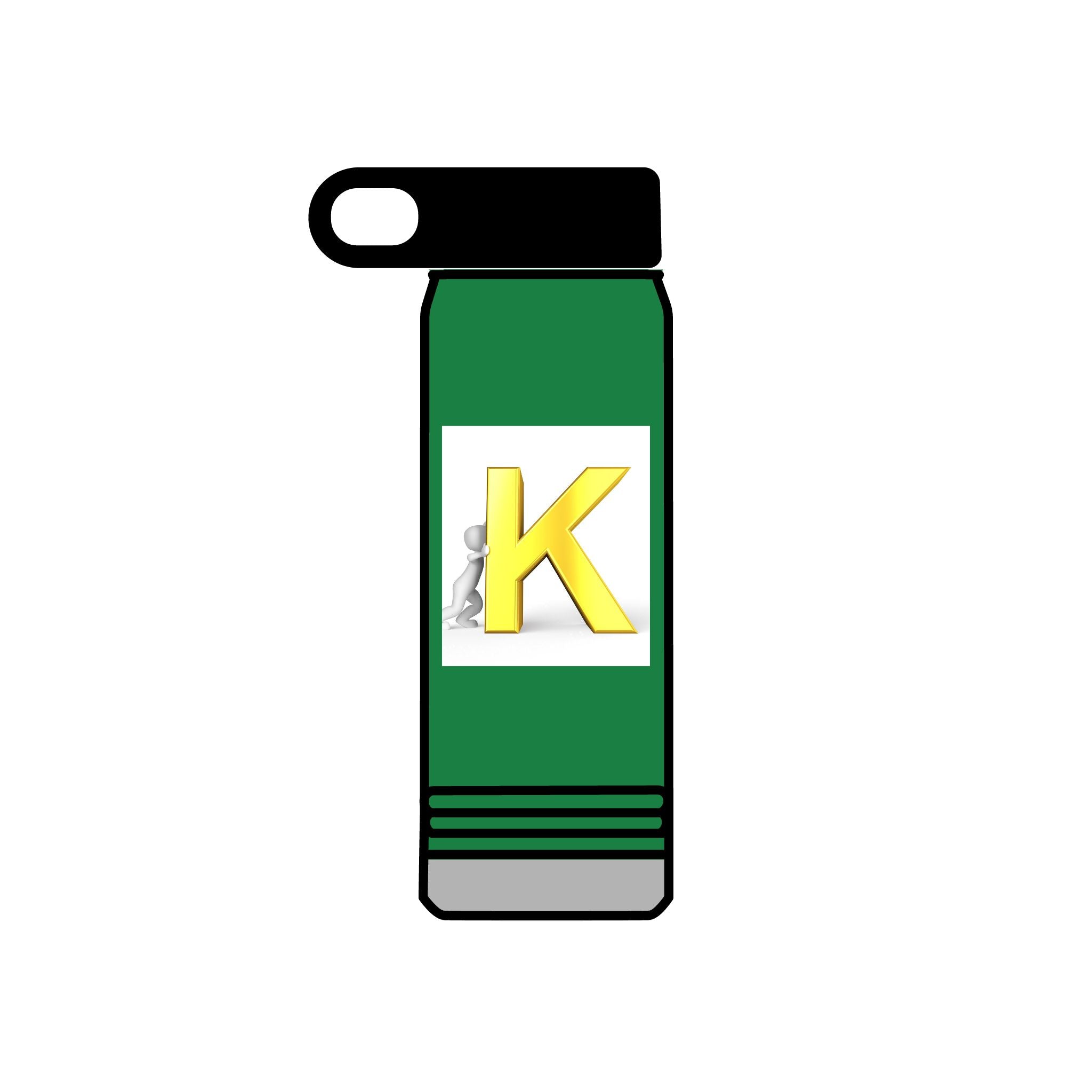 Bouteille d'eau monogramme K 3D jaune | Initiales K Acier inoxydable 590 ml