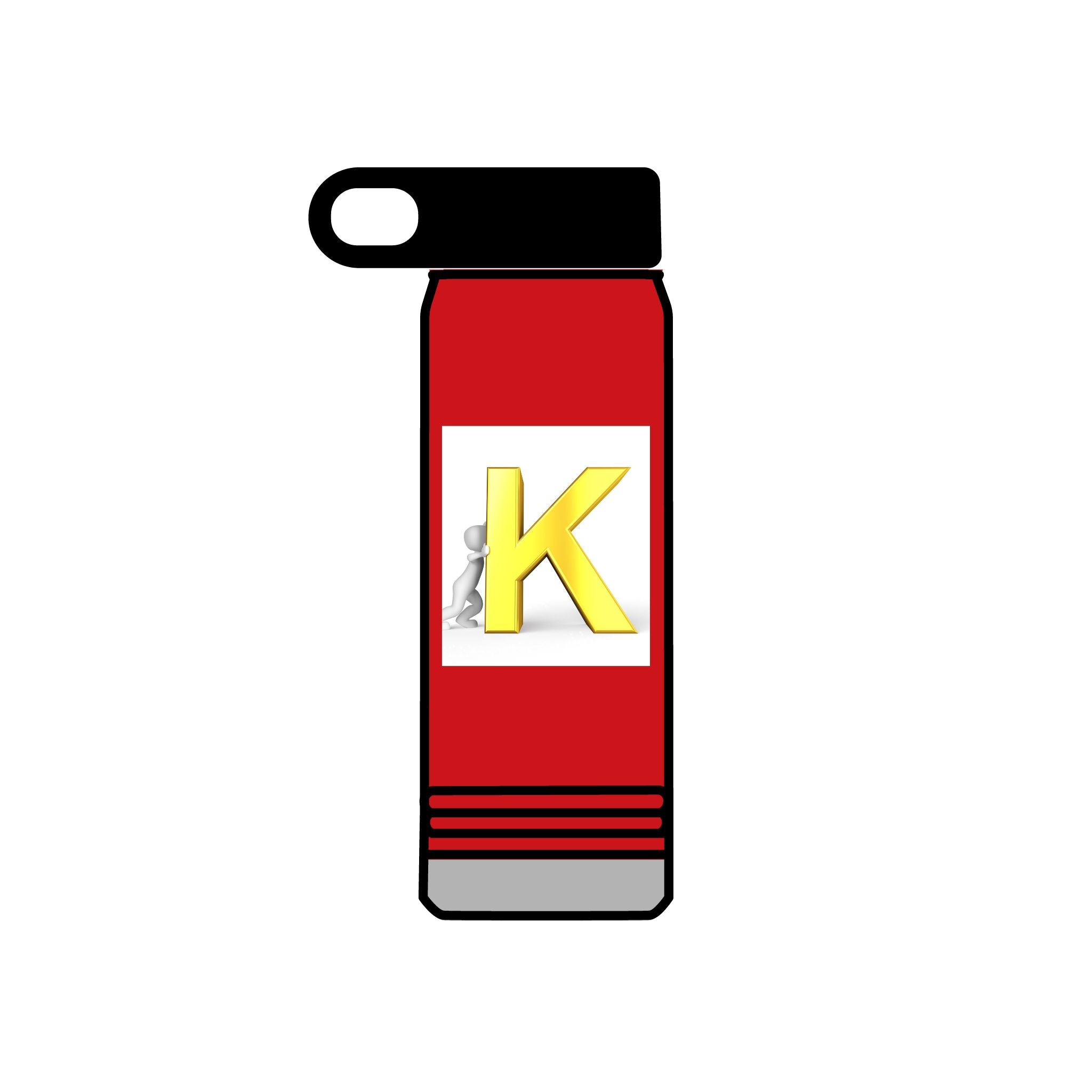 Bouteille d'eau monogramme K 3D jaune | Initiales K Acier inoxydable 590 ml