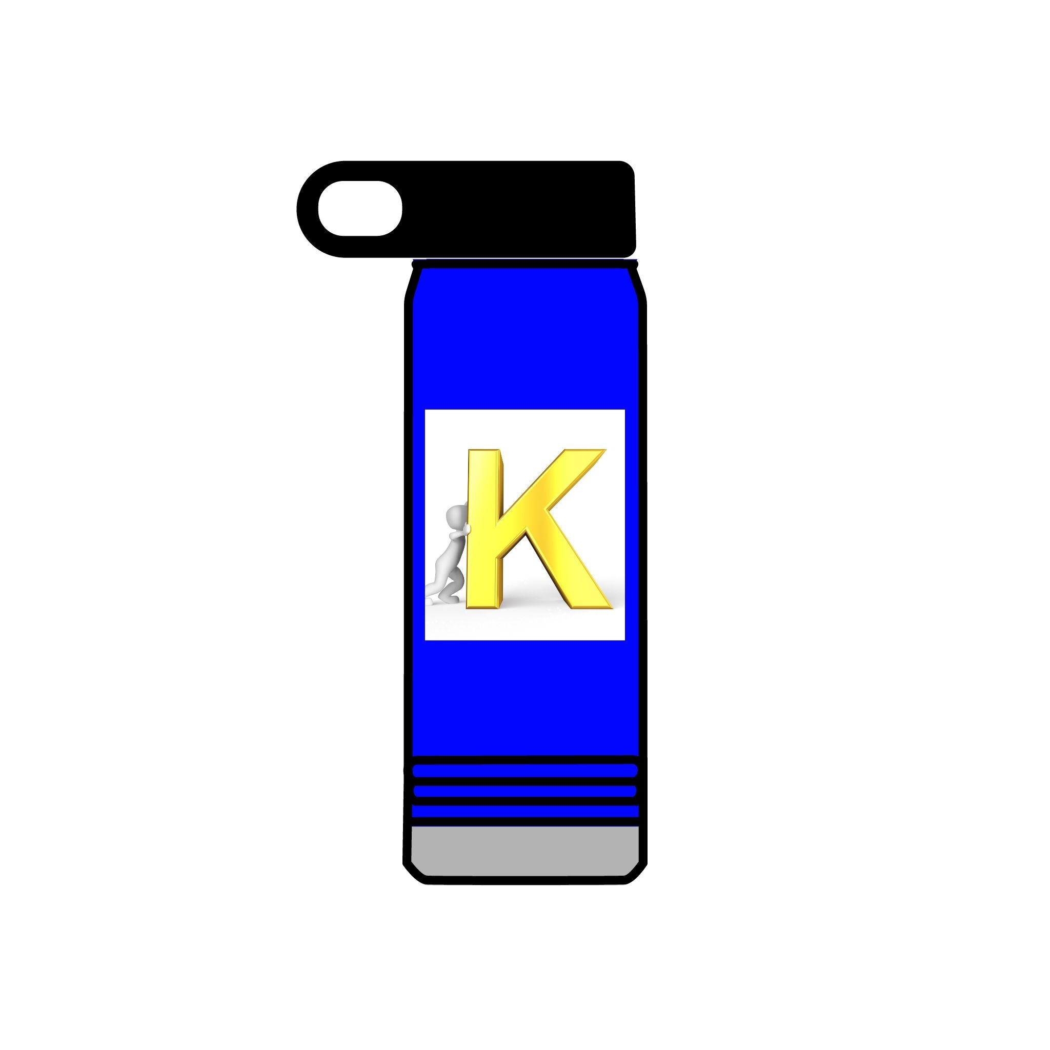 Bouteille d'eau monogramme K 3D jaune | Initiales K Acier inoxydable 590 ml