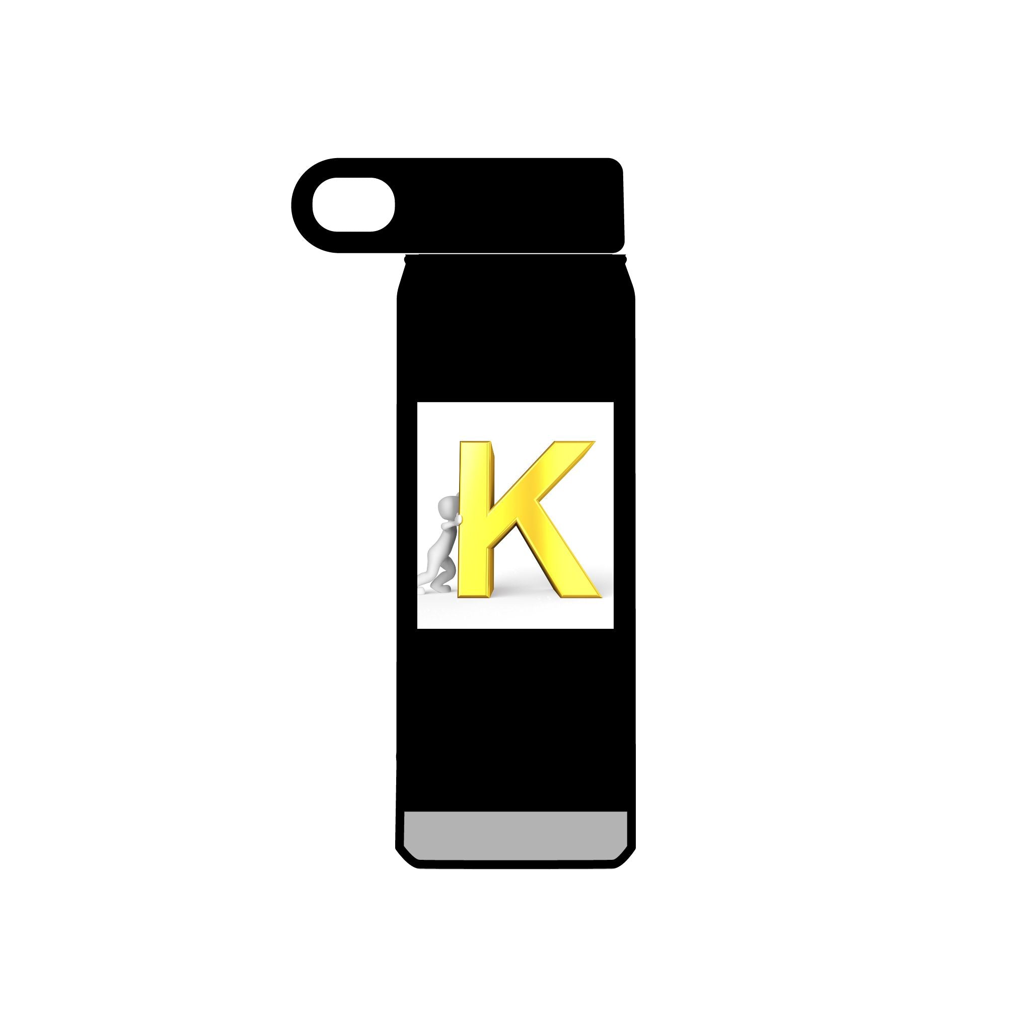 Bouteille d'eau monogramme K 3D jaune | Initiales K Acier inoxydable 590 ml