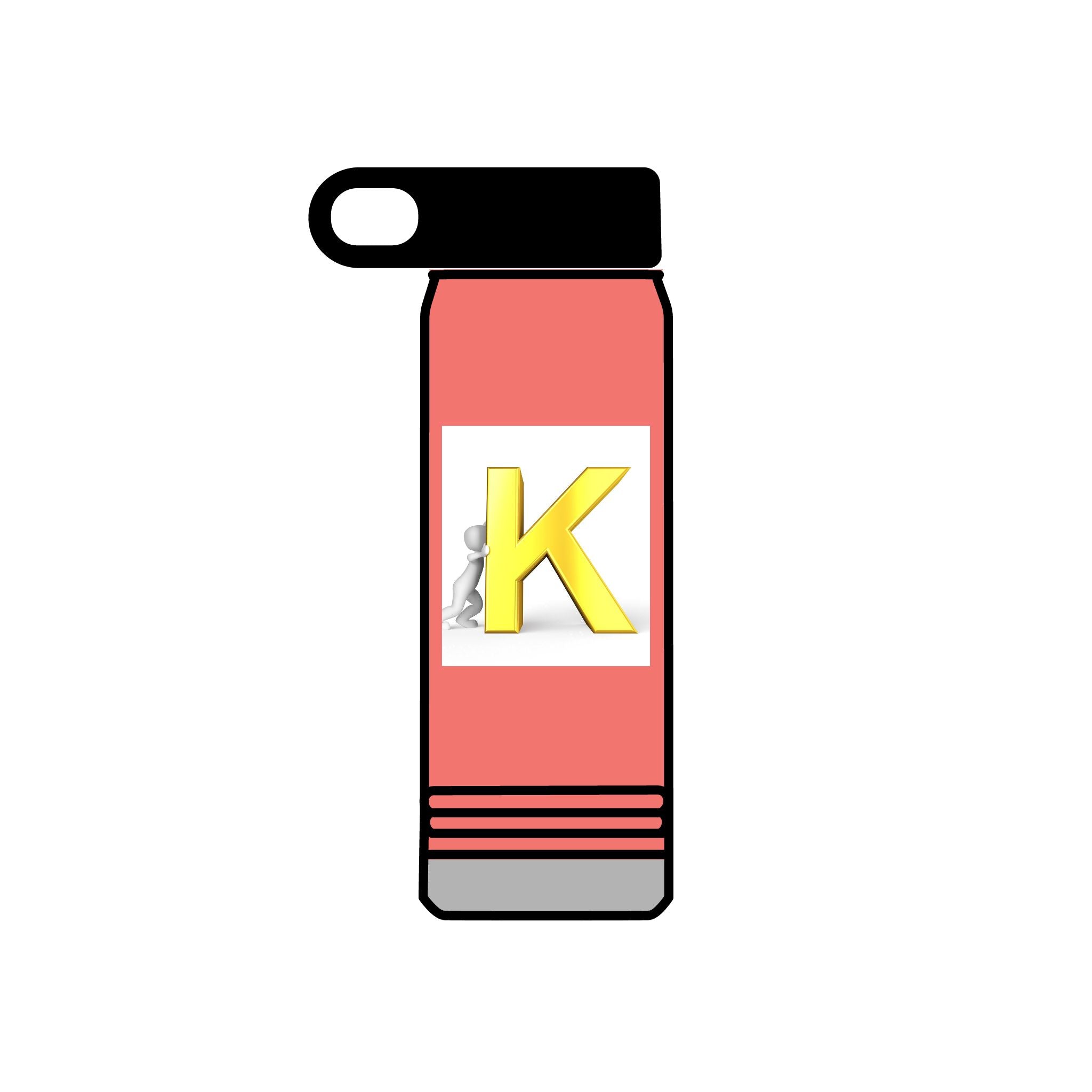 Bouteille d'eau monogramme K 3D jaune | Initiales K Acier inoxydable 590 ml