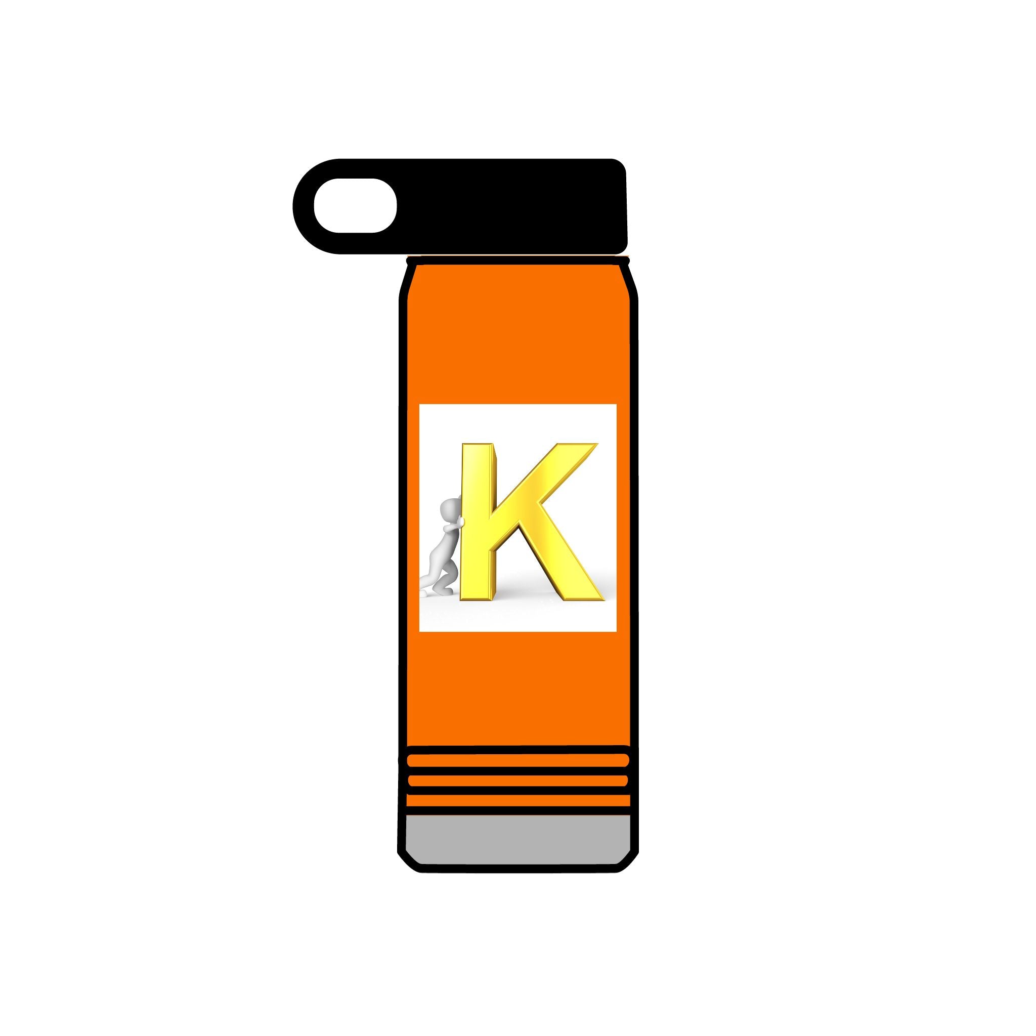 Bouteille d'eau monogramme K 3D jaune | Initiales K Acier inoxydable 590 ml